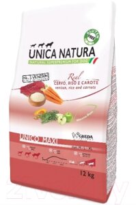 Сухой корм для собак Unica Natura Maxi олень, рис, морковь