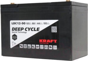 Аккумулятор лодочный KrafT 12V-105Ah C20 L тяговая / LDC12-90