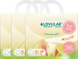 Подгузники-трусики детские Lovular Солнечная серия XL 12-17кг / 429215