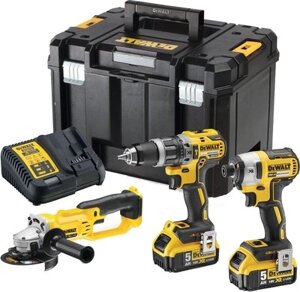 Профессиональная дрель-шуруповерт DeWalt DCD796+ гайковерт DCF887+УШМ DСG412 / DCK383P2T