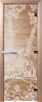 Стеклянная дверь для бани/сауны Doorwood Мишки 80x200 / DW00935 от компании Товары с доставкой на дом. Top-shop. - фото 1