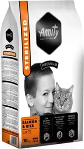 Сухой корм для кошек Amity Premium для стерилизованных кошек с лососем и рисом