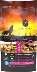 Сухой корм для собак Ambrosia Grain Free для щенков крупных пород курица и лосось / U/ACSL12