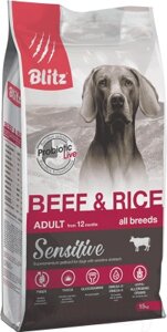 Сухой корм для собак Blitz Pets Sensitive Adult Beef & Rice / 4210