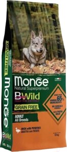 Сухой корм для собак Monge Bwild Grain Free Formula утка с картофелем
