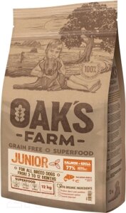 Сухой корм для собак Oak's Farm Беззерновой для щенков всех пород. Лосось и криль