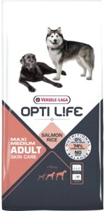 Сухой корм для собак Opti Life Adult Scin Care Medium&Max с лососем и рисом / 431147