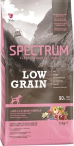 Сухой корм для собак Spectrum Low Grain для щенков средних и круп. пород с ягненком и черникой