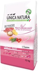 Сухой корм для собак Unica Natura Maxi ветчина, рис, картофель