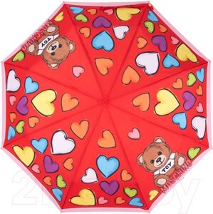 Зонт складной Moschino 8587-OCC Hearts and Bear Red