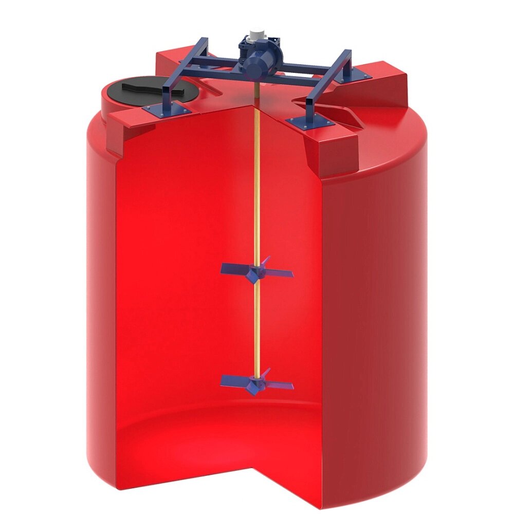 Емкость для КАС T 10000 л красная с лопастной двухъярусной мешалкой для КАС от компании ООО " Манипак" - фото 1
