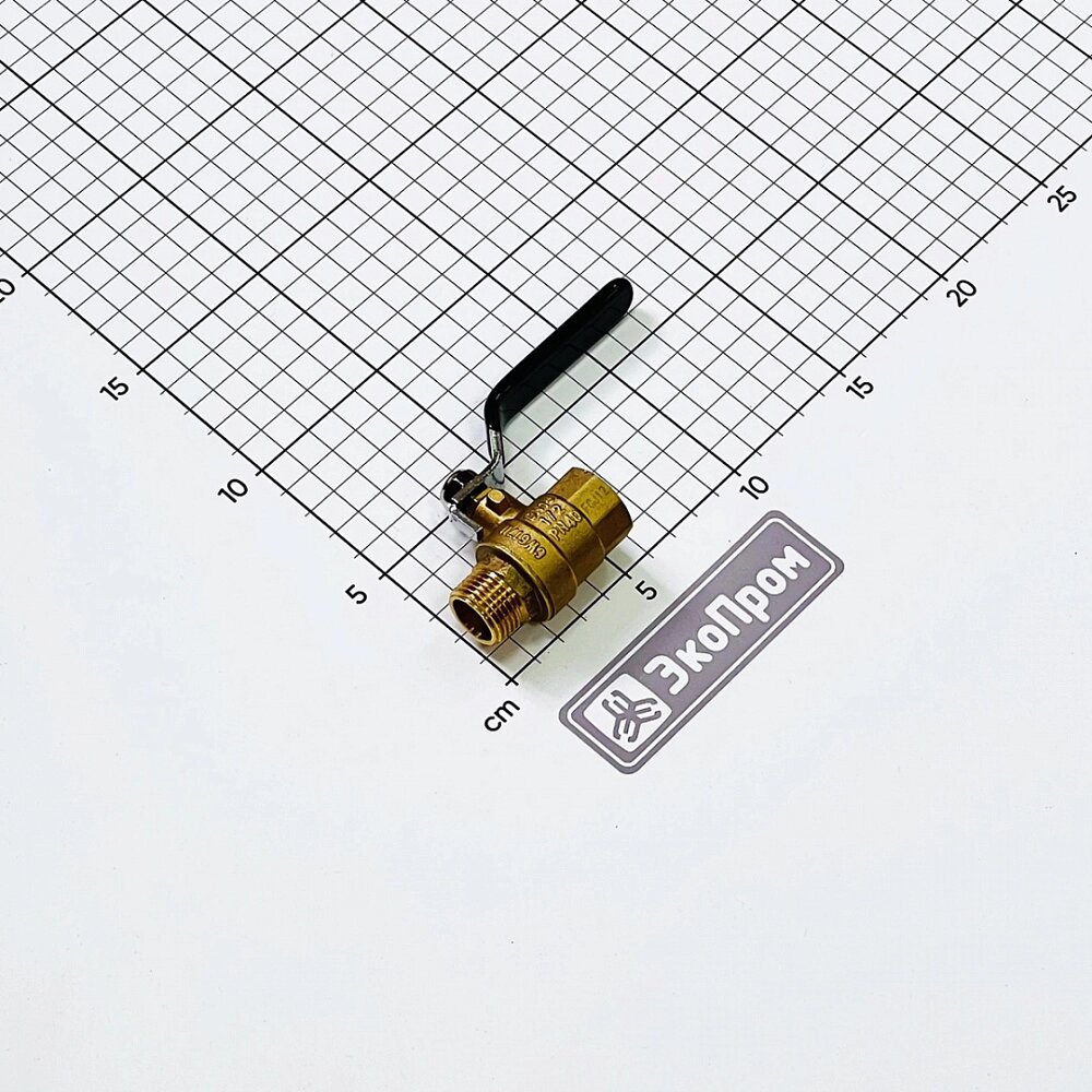 Кран шаровый G1/2 2-ходовой ВР-НР латунь ручка-рычаг от компании ООО " Манипак" - фото 1