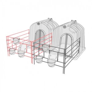 Вольер домика для телят с совмещенной боковой стенкой оцинкованный