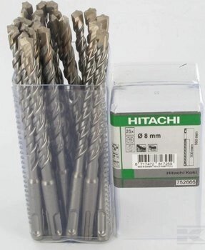 Буры для перфоратора SDS-PLUS 2 режущие кромки 8x160 25 шт Hitachi 752666 (Япония) от компании ООО «Техномара» - фото 1