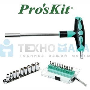 Т-образная отвертка с набором бит и головок Pro’sKit, SD-9701M