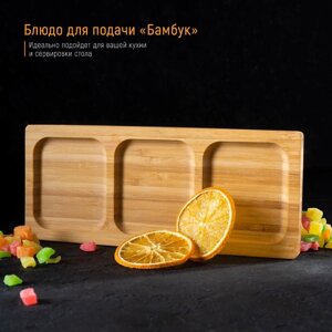 Блюдо для подачи «Бамбук», 3 секции, 259,5 см, цвет бежевый