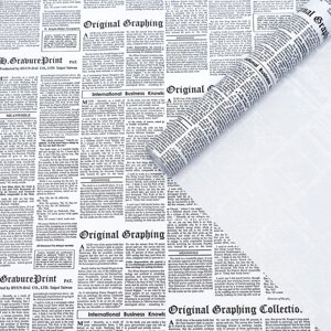 Бумага белый крафт, двухсторонняя, "Газета на белом", 0,55 х10 м
