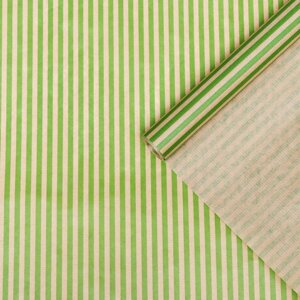 Бумага упаковочная крафт "Полосы светло-зелёные", 0,7 х 10 м, 40 г/м²