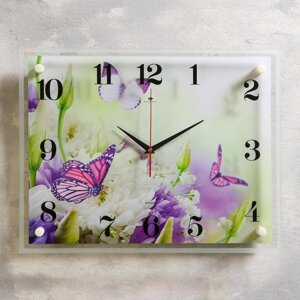Часы-картина настенные, серия: Цветы, "Бабочка", плавный ход, 35 х 45 см