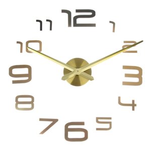 Часы-наклейка, серия: DIY, "Акстелл", плавный ход, d-120 см, 1 АА, золотистые