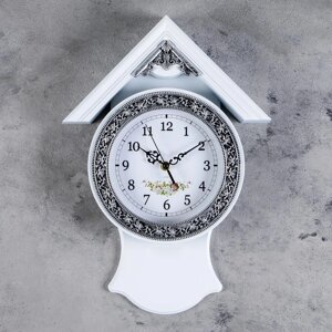 Часы настенные, "Белый домик", дискретный ход, 40 х 29 см, d-16 см 43 УЦЕНКА