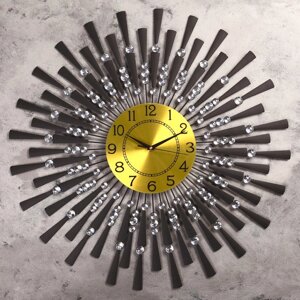 Часы настенные, серия: Ажур, "Чёрные лучики", d=68 см