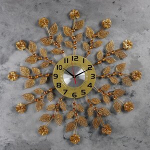 Часы настенные, серия: Ажур, "Цветочки", d=70 см