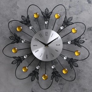 Часы настенные, серия: Ажур, "Ромашка", плавный ход, d-40 см, циферблат 15 см