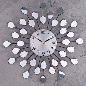 Часы настенные, серия: Ажур, "Зеркальные лепестки", плавный ход, d-10 см, 40 х 40 см