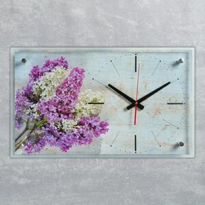 Часы настенные, серия Цветы, "Сирень", плавный ход, 59.5х36 см