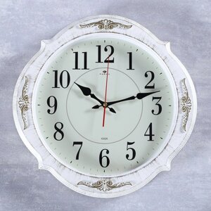 Часы настенные, серия: Классика, "Баконг", плавный ход, d=40 см, белое золото