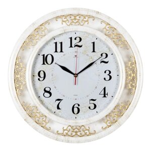 Часы настенные, серия: Классика, d-45 см, корпус белый с золотом