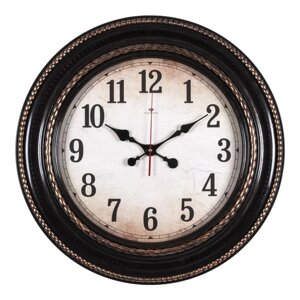 Часы настенные, серия: Классика, d-60 см, корпус черный с бронзой