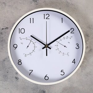 Часы настенные, серия: Классика, "Соломон", с термометром и гигрометром, d-30 см