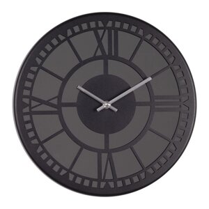 Часы настенные, серия: Лофт, плавный ход, d-32 см, черные
