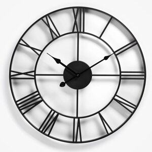 Часы настенные, серия: Лофт, плавный ход, d-45 см, черные