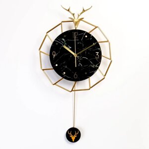 Часы настенные, серия: Маятник, "Олень", плавный ход, 30 х 54 см
