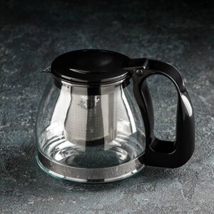 Чайник стеклянный заварочный Доляна «Иллюзия», 700 мл, с металлическим ситом, цвет чёрный
