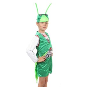 Детский карнавальный костюм "Кузнечик"шапка, фрак, шорты, на 122-134 см