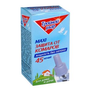 Дополнительный флакон-жидкость от комаров "Домовой Прошка", Тройной Удар, 45 ночей, 30 мл