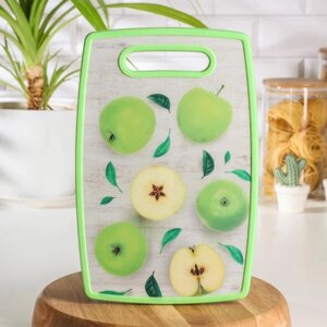 Доска разделочная пластиковая прямоугольная Доляна «Зелёные яблоки», 3020 см