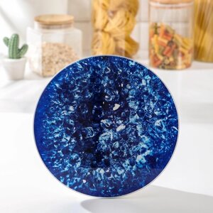 Доска разделочная стеклянная Доляна «Голубой Агат», d=20 см, цвет синий