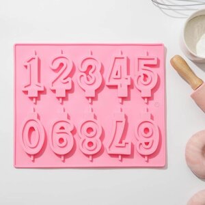 Форма силиконовая для выпечки Доляна «Цифры», 2621 см, 10 ячеек, цвет МИКС