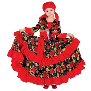 Карнавальный костюм "Цыганка", косынка, блузка, юбка, пояс, цвет красный, обхват груди 64 см, рост 122 см