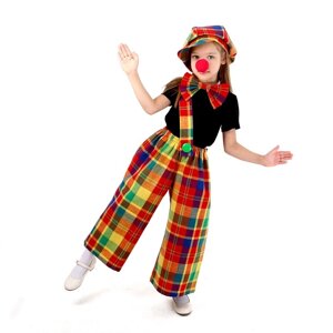 Карнавальный костюм «Клоун с бабочкой», цветная клетка, рост 104-128 см