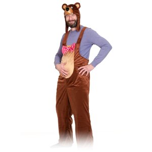 Карнавальный костюм «Медведь бурый», плюш, полукомбинезон, маска-шапочка, р. 52-54, рост 182 см