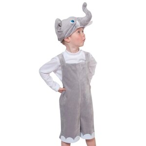 Карнавальный костюм «Слоник», плюш, полукомбинезон, шапочка, 3-6 лет, рост 92-122 см