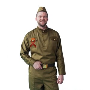 Карнавальный костюм «Солдат», пилотка, гимнастёрка, ремень, георгиевская лента, р. 42-44