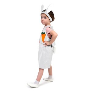 Карнавальный костюм «Зайчик белый», плюш, рост 110-116 см