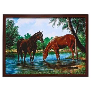 Картина "Лошади на водопое" 56х76см.